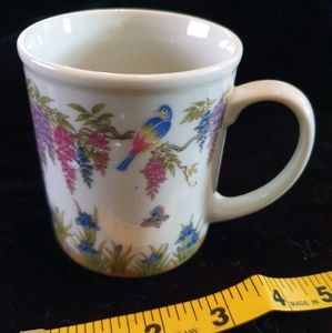 Bird Coffee or Tea Cup BEAUTIFUL PARROT FLOWERS Wisteria San Francisco